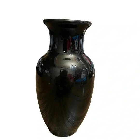 Black with Gold Rim made in Japan 6” Vase Floral with Blue Bird - Picture 2 of 9